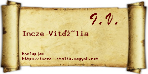 Incze Vitália névjegykártya